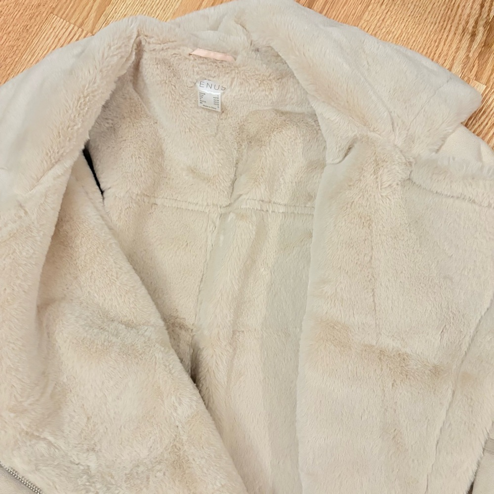 VENUS Cream Suede & Faux Fur Jacket Size Large - Picture 8 of 8
